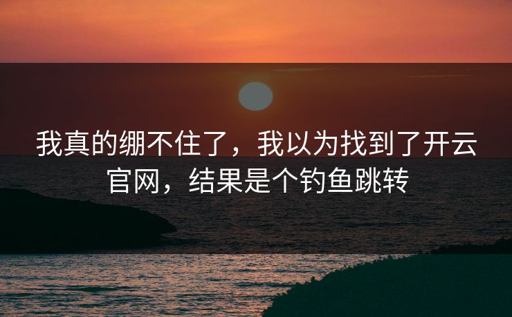 我真的绷不住了，我以为找到了开云官网，结果是个钓鱼跳转