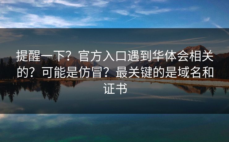 提醒一下？官方入口遇到华体会相关的？可能是仿冒？最关键的是域名和证书