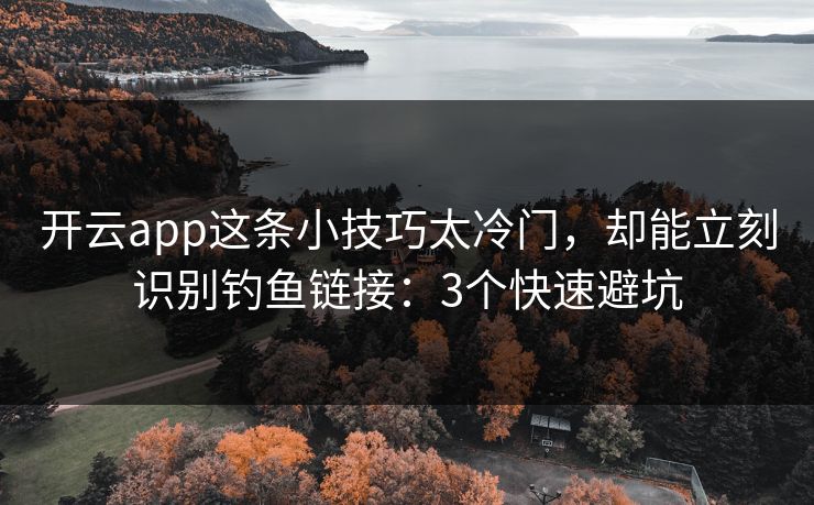 开云app这条小技巧太冷门，却能立刻识别钓鱼链接：3个快速避坑