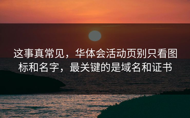 这事真常见，华体会活动页别只看图标和名字，最关键的是域名和证书