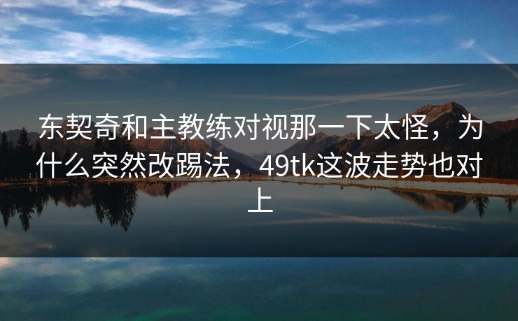 东契奇和主教练对视那一下太怪，为什么突然改踢法，49tk这波走势也对上