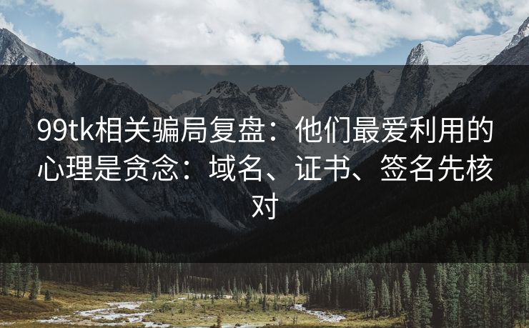 99tk相关骗局复盘：他们最爱利用的心理是贪念：域名、证书、签名先核对